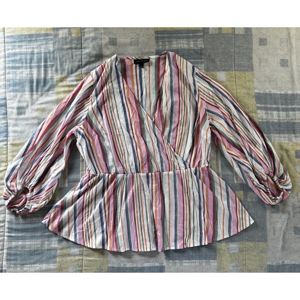Lane Bryant Multicolor Striped Pullover 3/4 Sleeve Women's Blouse Sz 18